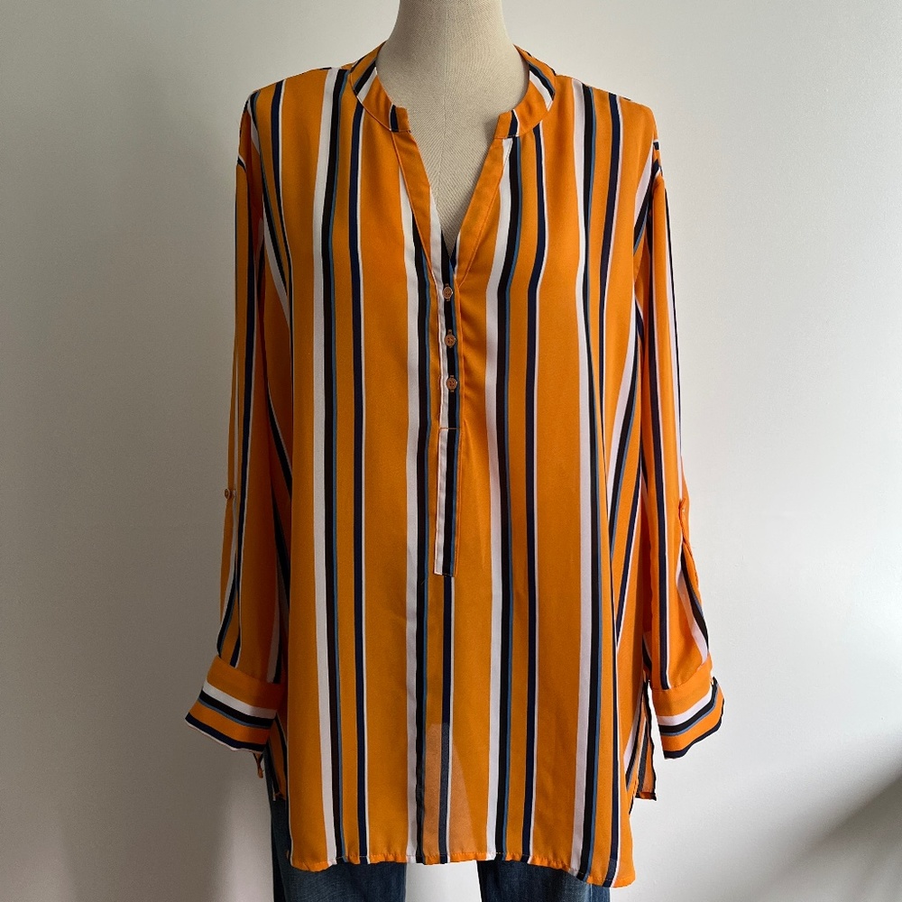 Zac & Rachel - Yellow & Blue  Stripped Long Sleeve Blouse
